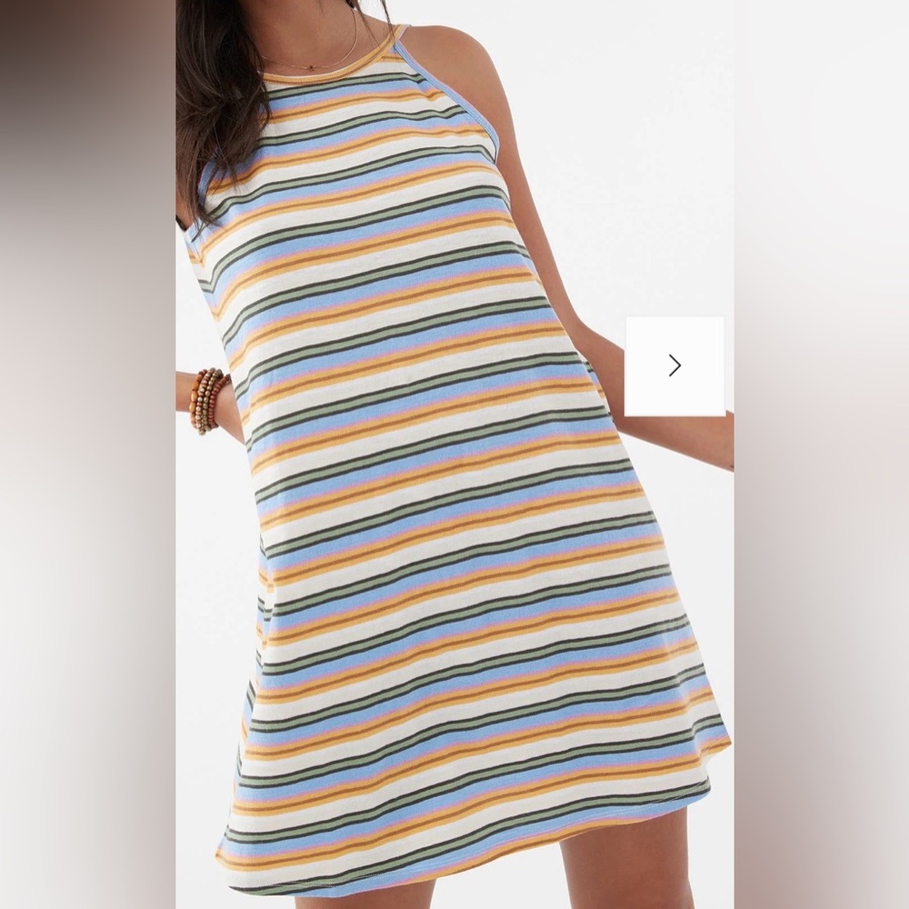 O'Neill Striped Midi Dress - Blue, Yellow, White